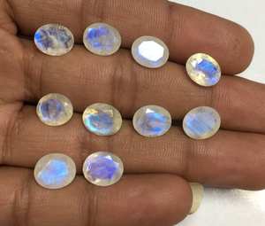Pierre de lune arc-en-ciel naturelle coupe ovale pierres précieuses en vrac à facettes pointues dos 3x5mm à 15x20mm pierres de fabrication de bijoux - Product Image 4