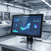 Panel HMI OEM 21,5 Inci RS485/RS232 All in One Monitor Layar Sentuh IP65 Komputer Panel PC Industri