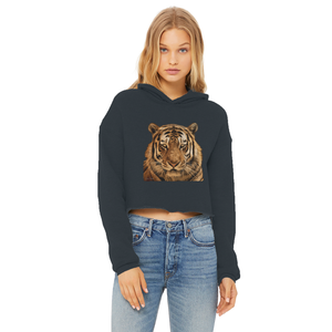 เสื้อฮู้ดครอปผ้าไหมถักสำหรับผู้หญิง รุ่น Massive Tiger ดีไซน์ขอบดิบ แต่งฮู้ดระบายอากาศ เหมาะสำหรับใส่ลำลองในฤดูใบไม้ร่วง - Product Image 6