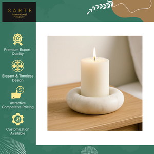 Fournisseur direct d'usine Prix de gros Luxe naturel Élégant Décoratif Résistant à la chaleur Porte-bougie en marbre blanc fait à la main - Product Image 2