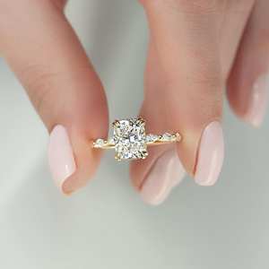 Vintage-Inspired <b>Cushion</b> Cut Moissanite Gemstone Ring Hidden Halo and Double Four Claw Setting for Wedding or Gift - Product Image 1