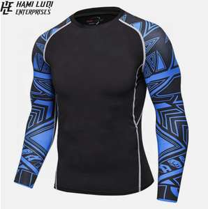 ชุดป้องกันผื่นคันแบบไม่ผ่านการสั่งพิมพ์ลาย MMA แบบแขนยาวสำหรับผู้ชายชุดฝึก - Product Image 3