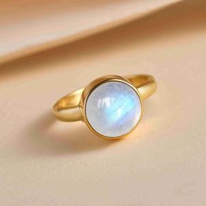 Bague en or Onyx noir 10mm ronde déclaration bague en pierres précieuses bague en Onyx plaqué or 18 carats pour femmes minimaliste cristal bijoux cadeau - Product Image 2