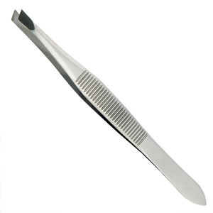 Pinzas de depilación de cejas de belleza de Punta inclinada de acero inoxidable con etiqueta privada personalizada - Product Image 3