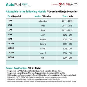ท่อแรงดันหัวฉีดสำหรับ Skoda (จัดส่งจากผู้ผลิตไก่งวง) รหัสผลิตภัณฑ์: MTR2334-3 - Product Image 4