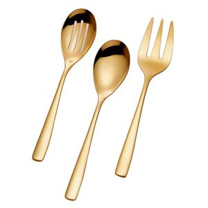 Serveurs à salade décoratifs plaqués or de luxe pour mariage au Portugal Design de luxe servant le dîner Restaurant cuillère à salade - Product Image 1