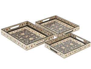 Ensemble de plateau en bois émaillé imprimé Vintage artisanal avec poignées pratiques jetables décor à la maison artisanat Emporium commande minimum 100 pièces - Product Image 2