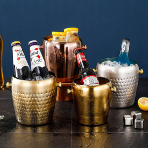 Cubo enfriador de vino para bebidas de club nocturno de fiesta de lujo Cubo de hielo portátil de doble mango Cubo de hielo con logotipo personalizado - Product Image 1