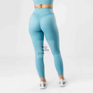 Women's Breathable Knitted Gym Yoga Leggings with Comfortable Feature Customizable Logo on Waist - Product Image 3