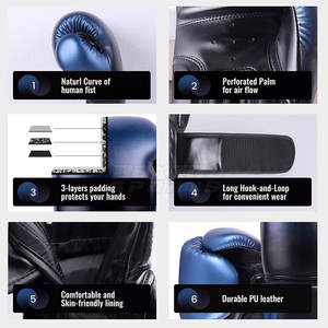 Guantes de boxeo de entrenamiento profesional de cuero PU de alta calidad con soporte de muñeca y diseño transpirable para artes marciales - Product Image 2