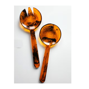 Ensemble de service à salade fait à la main outils à salade en résine tourbillon multicolore ustensiles de cuisine ensemble de cuillères de service mélangeur d'ustensiles de cuisine vente chaude - Product Image 2