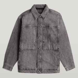 Contrasting colors <b>jacket</b> for <b>men</b> grey washed denim button up <b>jacket</b> vintage casual outerwear long sleeve <b>trucker</b> style fashion - Product Image 1
