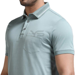 Haute qualité 200G mode masculine pour Polo T-Shirts Logo brodé respirant coton/Spandex tissu uni à manches courtes décontracté fo - Product Image 3