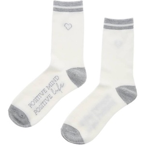 Jacquard Logo Heart Stripe Crew <b>Socks</b> for Women Soft Comfortable Cotton Blends Floral Custom ODM Casual Cozy Wear Contrast <b>Heel</b> - Product Image 2