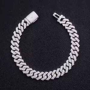 Pulsera de eslabones cubanos de Plata de Ley 925 de alta calidad, Diamante de moissanita de corte redondo a la moda, Idea de regalo Popular de Hip Hop - Product Image 2