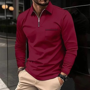 Camisa de moda para hombre, camisa informal de negocios con bolsillo y cremallera y solapa de manga larga de otoño, camiseta de Golf, Jersey, ropa de calle - Product Image 1