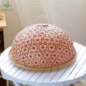 Bandeja de servicio de bambú perla coral con cúpula de mesa roja colorida, venta al por mayor, cesta de almacenamiento de alimentos con tapa en Vietnam - Product Image 4