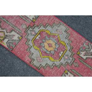 Alfombra turca Vintage tradicional roja 1,3x2,8 pies área grande respaldo de látex de lana 10mm de espesor patrón de retazos para habitación de pasillo - Product Image 5