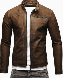 Chaqueta de cuero Esprit ajustada, viscos transpirables, forro con cierre de cremallera, venta al por mayor, chaqueta de cuero genuino de moda de invierno para hombre - Product Image 2