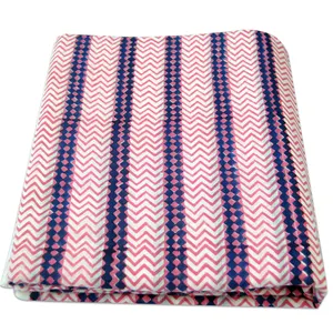 Coton léger tricoté Zig Zag bloc imprimé tissu indien à la main multicolore course artisanat matériel de fabrication en gros