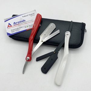 Maquinilla de afeitar de peluquero con mango de plástico de PVC blanco al por mayor de alta calidad, maquinilla de afeitar recta profesional sostenible - Product Image 2