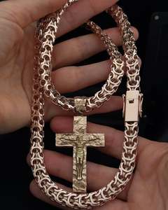 Pendentif croix en or jaune 10kt de luxe avec crucifix de Jésus et bijoux de chaîne cardinale à maillons lourds 140gm pour collier Hip Hop pour hommes - Product Image 2