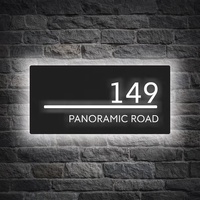 Plaque de signalisation LED en métal imperméable à l'eau, à énergie solaire, personnalisée, de haute qualité, pour l'intérieur, à économie d'énergie