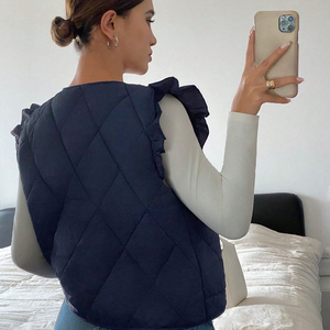 Veste d'extérieur décontractée pour femme, style nouveau, automne-hiver, col montant, sans manches, écologique, imperméable, respirante, coupe-vent - Product Image 4