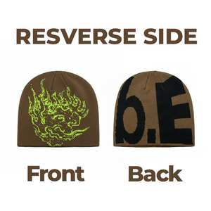 Fabricant de bonnets, logo brodé personnalisé, bonnet d'hiver réversible unisexe, ajoutez votre propre design - Product Image 5