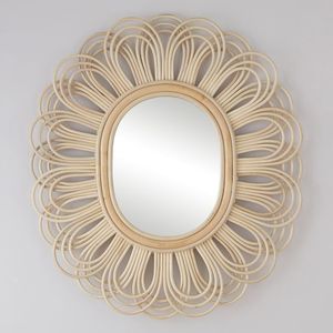 Espejo de pared redondo de ratán perfecto para apartamentos minimalistas casas escandinavas y decoraciones artísticas de pared modernas y elegantes - Product Image 1