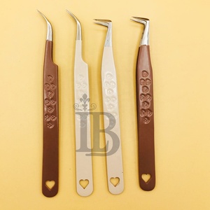 Pince à épiler courbée pour extensions de cils, motif cœur, design logo cœur en bas, offre spéciale - Product Image 1