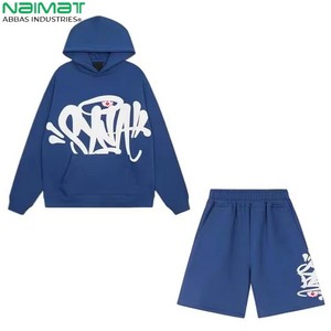 Conjunto Deportivo Corto de Felpa para Hombre, Estilo Americano, Invierno, Ecológico, 100% Algodón, Talla Grande, Transpirable, de Secado Rápido, Estampado - Product Image 1