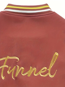 แจ็กเก็ตฤดูหนาวของผู้ชายแบบสั่งทำเสื้อแจ็กเก็ตเบสบอลบอมเบอร์สไตล์เท่มีการตกแต่งปักลาย - Product Image 2