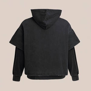 Sudadera con capucha de gran tamaño con logotipo personalizado, Sudadera con capucha en blanco Unisex Essentials - Product Image 2