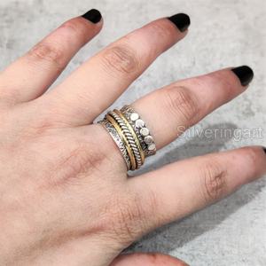 Bague de yoga en argent sterling 925 pour femmes Bague de pouce Fidget Bijoux faits à la main Mariage Anxiété Bague Spinner pour hommes - Product Image 3