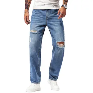 Yeni gelenler erkekler kot Denim pantolon katı erkek kot pantolon Jean pantolon yüksek kalite çok yan cepler pamuk yapımı renk blok