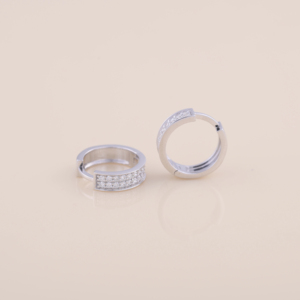 Pendientes de Aro con Doble Hilera de Diamantes Cultivados en Laboratorio con Certificación IGI, Oro Amarillo/Blanco y Rosa de 18K, Pendientes de Aro Huggie para Mujer - Product Image 2