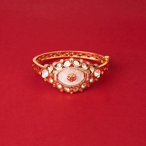 Brazalete de moda chapado en oro Kundan Kada abierto al por mayor de los mejores vendedores de joyería artificial de India - Product Image 2