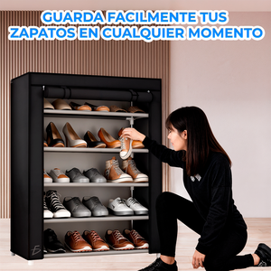 Organizzatore per Scarpe a 5 Ripiani, Scaffale in Tessuto Facile da Montare con Copertura Antipolvere e Chiusura Frontale per Arredamento Soggiorno - Product Image 5