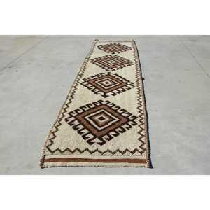 Tapis turc, tapis de couloir 3,2x11,5 pieds, tapis persan Herki marron - Product Image 1
