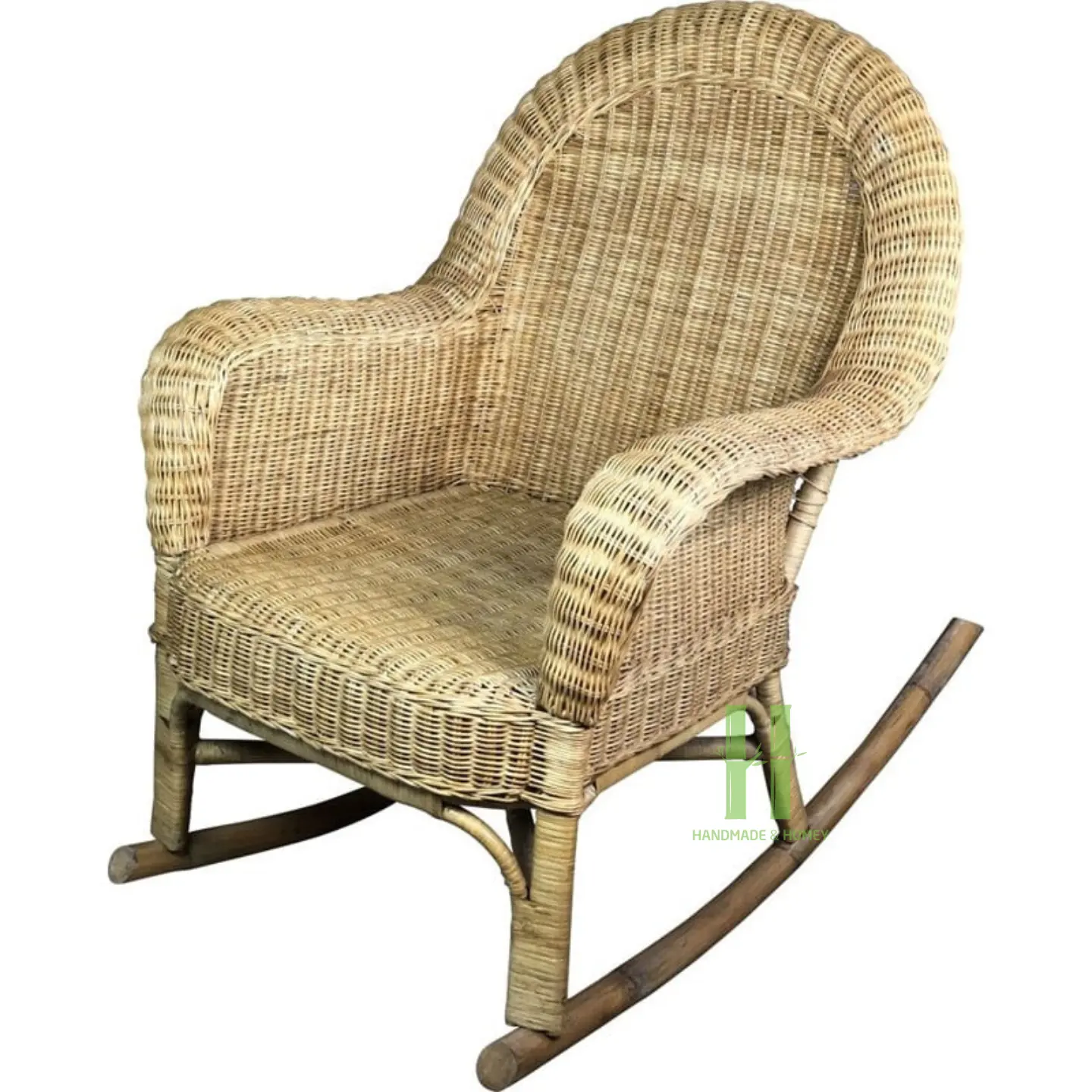 HNH Craft Rattan Rocking Chair Vintage Rattan Armchair from New Furniture Collection for 2024 OEM in Vietnam Rattan Factory