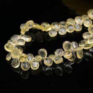 Collection exclusive de perles de briolette en forme de poire en quartz citron naturel clair avec coupe lisse pour la fabrication de colliers et de boucles d'oreilles - Product Image 6