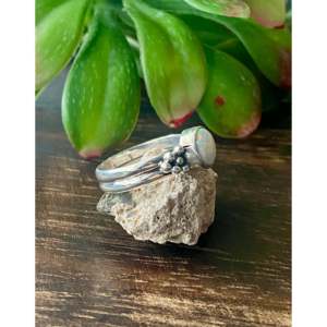 Isabelle Yazzie White <b>Opal</b> <b>Ring</b>-Sterling Silver Rose Gold Plated Bezel Set Size 5.75 - Product Image 3