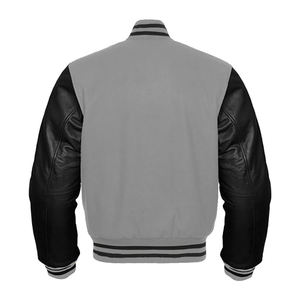 Veste bomber sportive en laine pour homme, style varsity, couleur unie, avec motif réversible, chaude et coupe-vent - Product Image 4