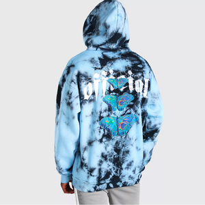 Oversized Butterfly <b>Tie</b> <b>Dye</b> <b>Hoodie</b> for Men Casual Graphic Printed Terry Fabric Adult Thermal Pullover Distress Back Print <b>Hoodi</b> - Product Image 5