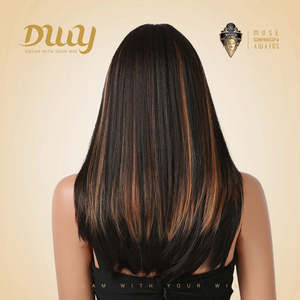 Nicky-DWY Peluca sintética sin pegamento, color marrón claro, recta, de 16 pulgadas, color marrón chocolate, pelo liso de 16 pulgadas - Product Image 3