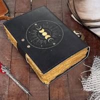 Journal de Sorcière Triple Lune en Cuir Gothique Vintage, Cahier de Formules Magiques à Reliure Thermique, Cadeau de Collection pour Fans et Écrivains Al-Amir