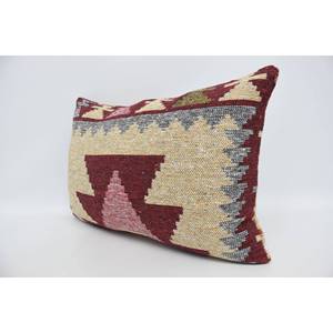 Almohada de lana roja de 16x24 con diseño geométrico tradicional, ropa de cama portátil con diseño floral y vintage de lujo - Product Image 4