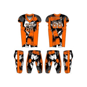 Uniforme de Fútbol Americano al por Mayor, Cómodo, con Cuello en V, Impresión de Logotipo Personalizado, Doble Capa de Malla, Manga Corta, Transpirable para Adultos - Product Image 1