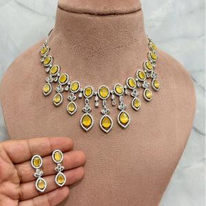 À la mode meilleure qualité de luxe CZ ton argent collier ensemble avec boucles d'oreilles pour mariage fiançailles fête porter pour les femmes - Product Image 1